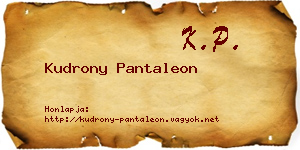 Kudrony Pantaleon névjegykártya